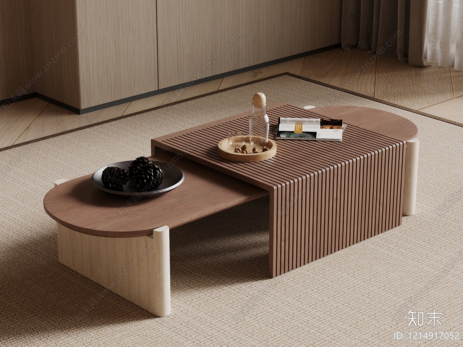 日式茶几SU模型下载【ID:1214917052】