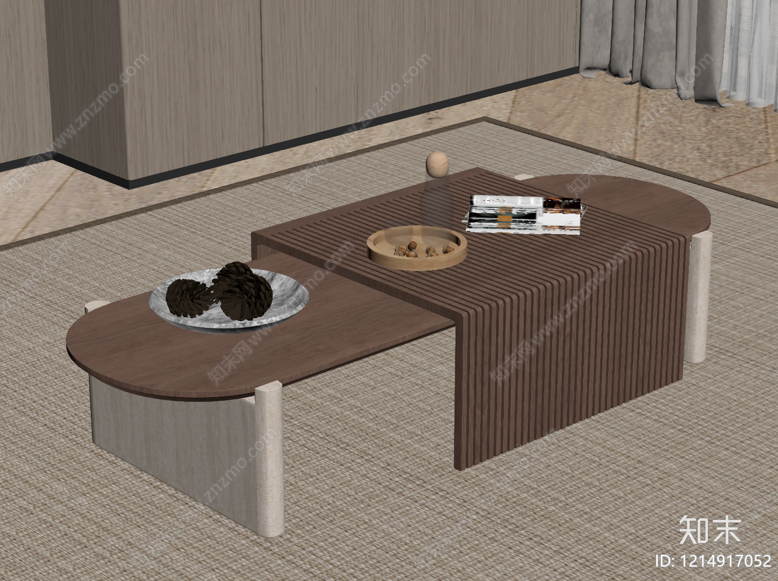 日式茶几SU模型下载【ID:1214917052】