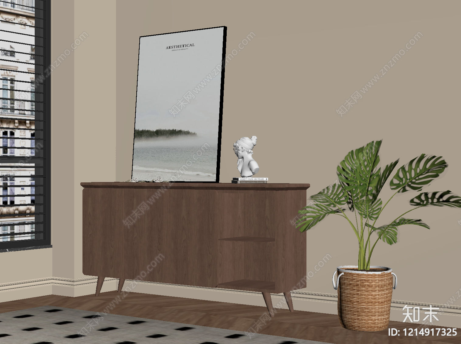 原木风玄关柜SU模型下载【ID:1214917325】