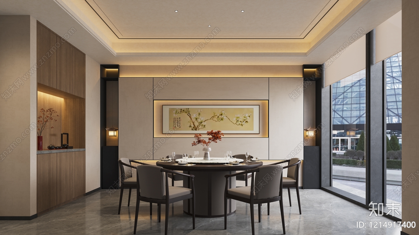 新中式包厢3D模型下载【ID:1214917400】