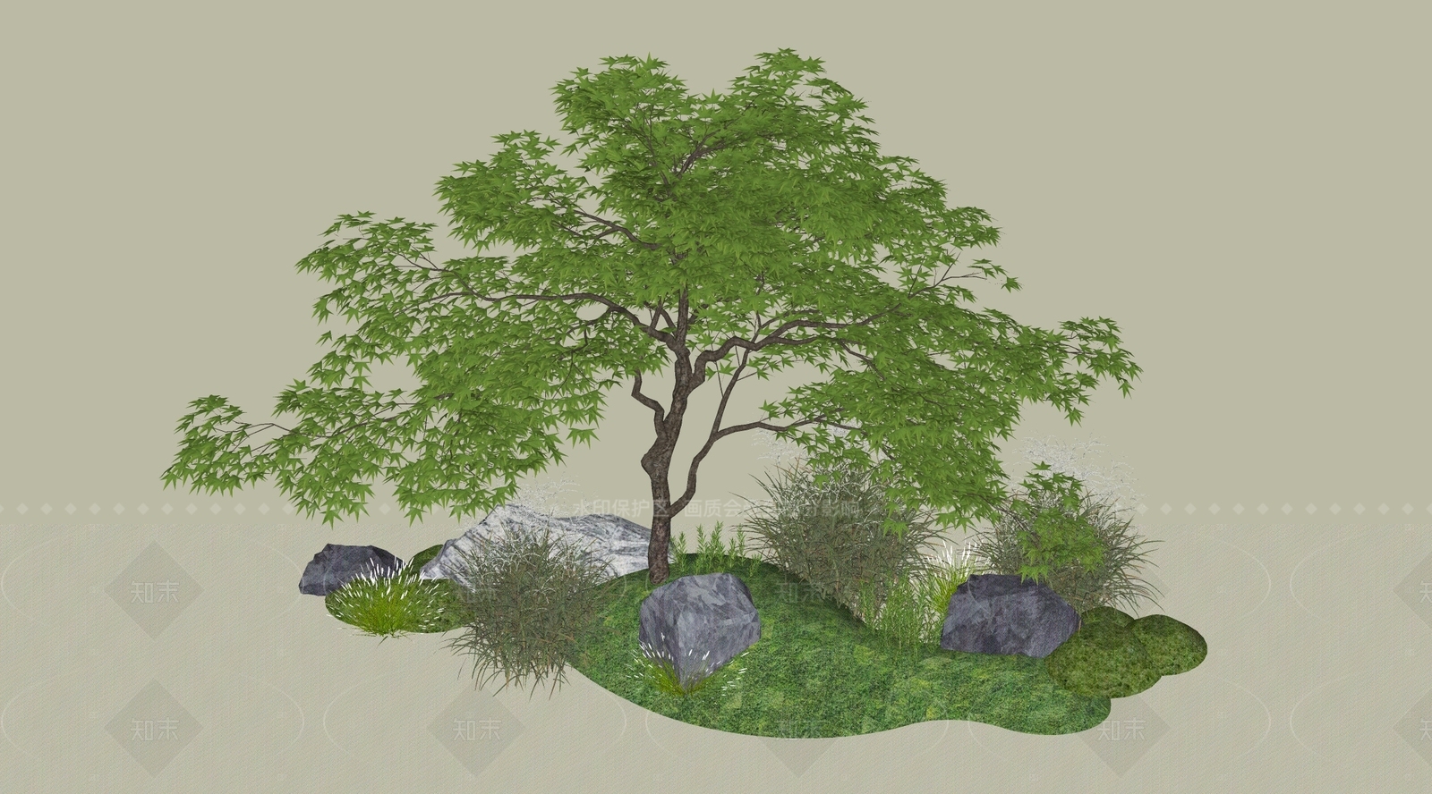 日式庭院小品SU模型下载【ID:1215011132】