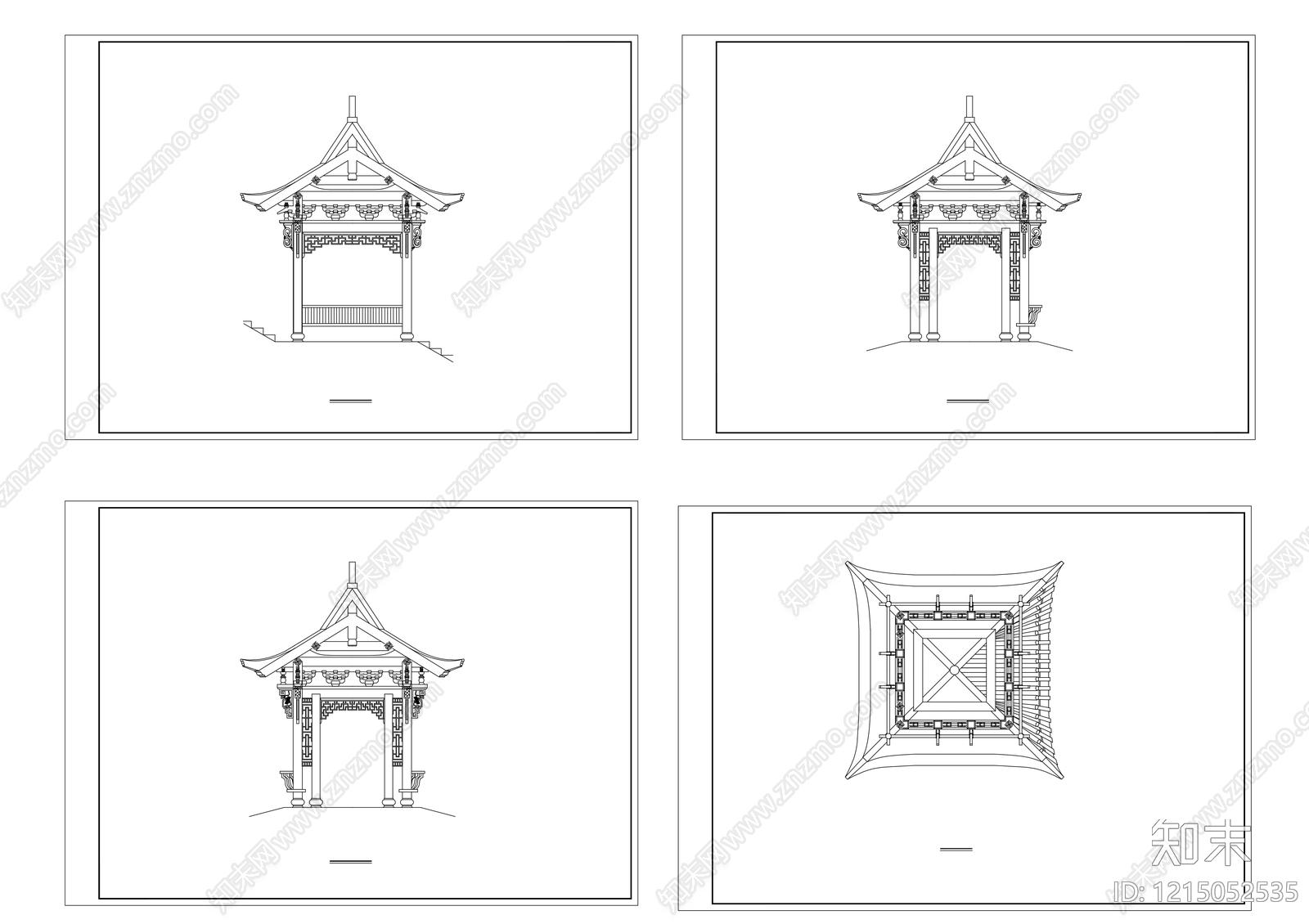 中式亭子cad施工图下载【ID:1215052535】
