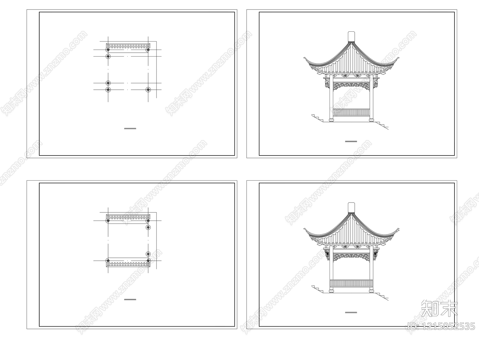 中式亭子cad施工图下载【ID:1215052535】