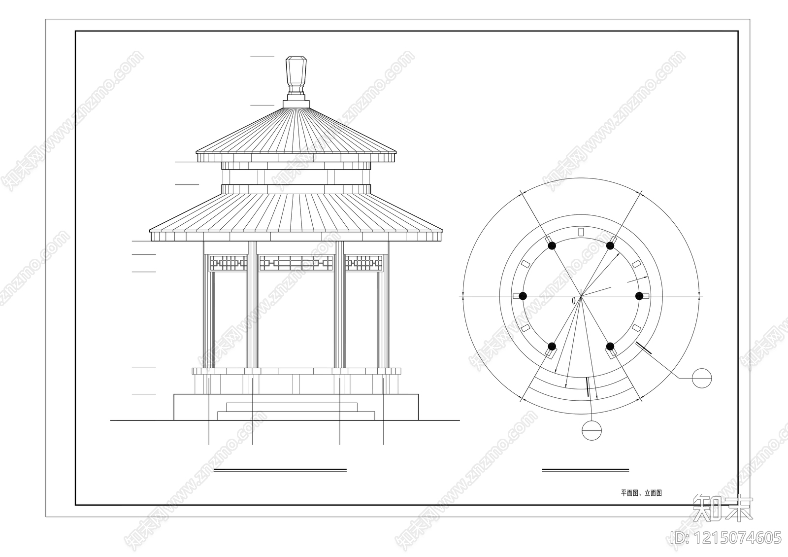 中式亭子施工图下载【ID:1215074605】