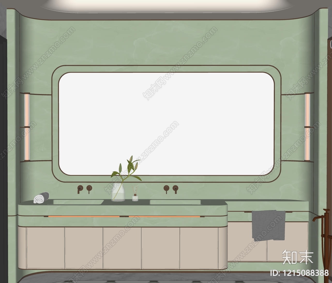 现代轻奢浴室柜SU模型下载【ID:1215088388】