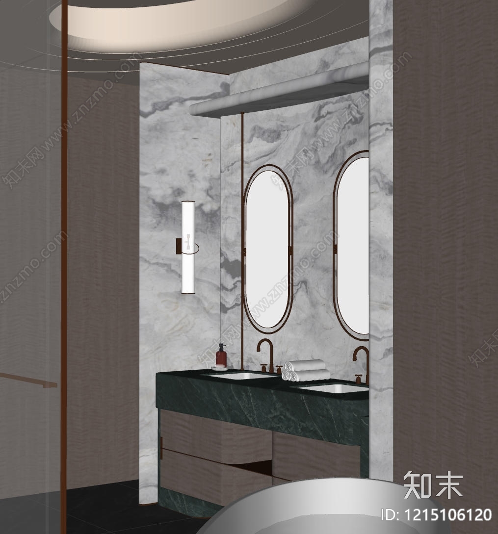 意式轻奢卫生间SU模型下载【ID:1215106120】
