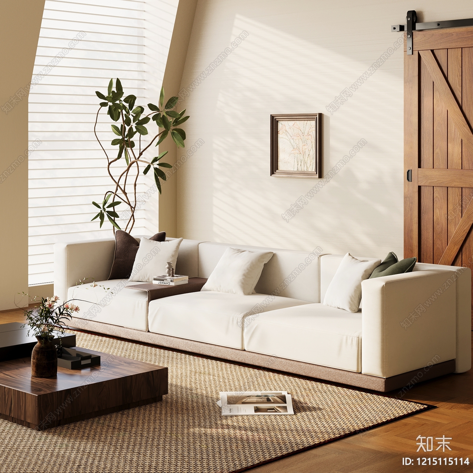 奶油风多人沙发3D模型下载【ID:1215115114】