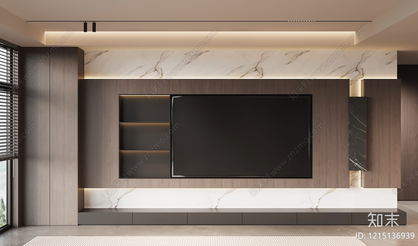 现代简约电视背景墙SU模型下载【ID:1215136939】