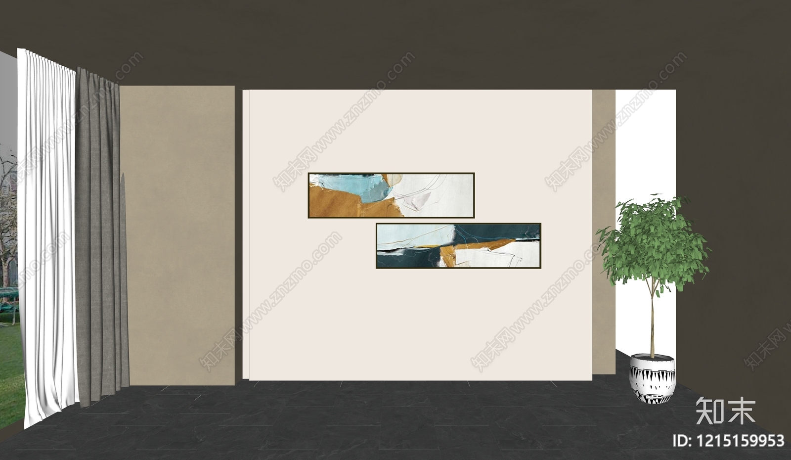 现代装饰挂画SU模型下载【ID:1215159953】
