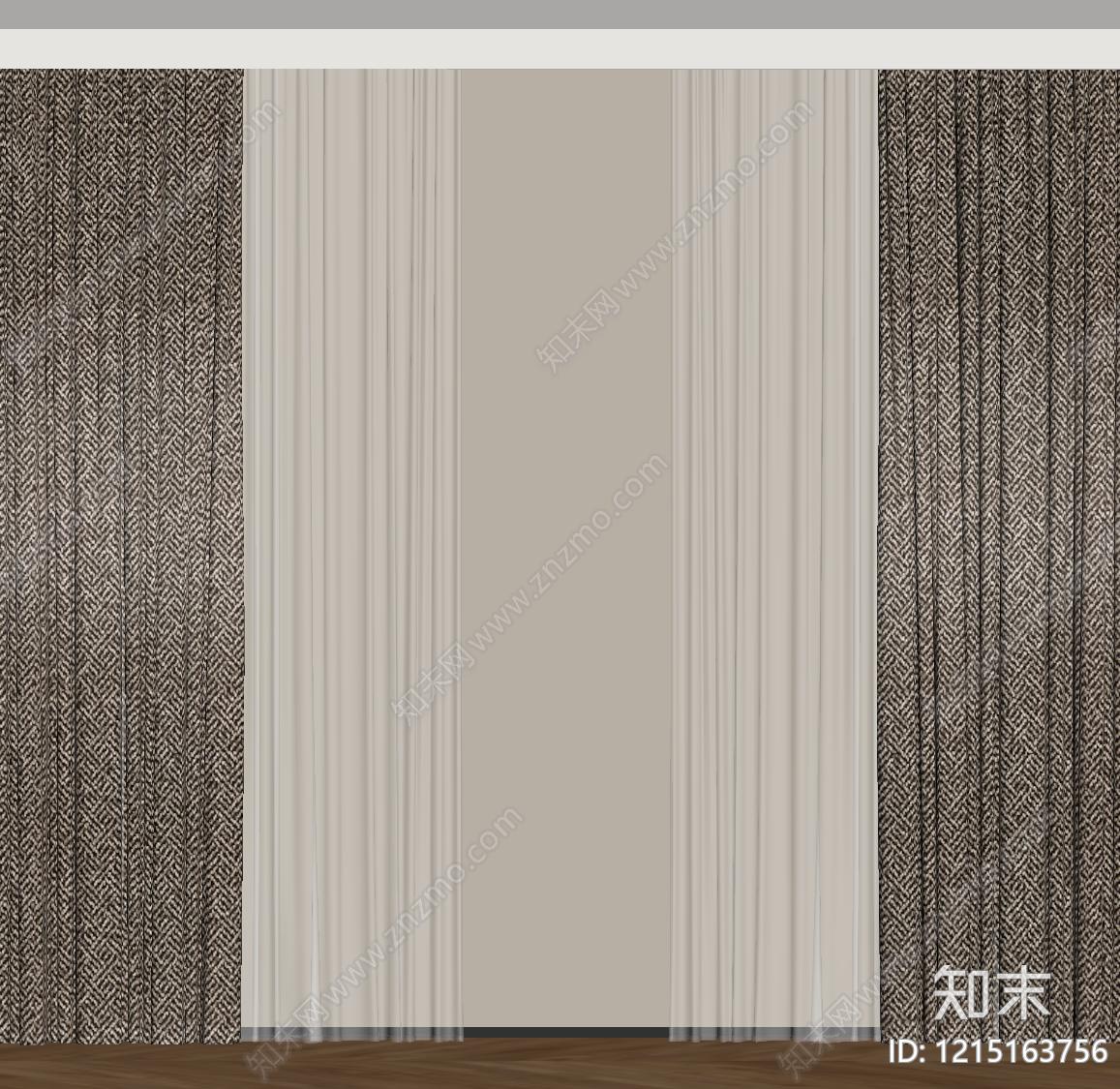 现代窗帘SU模型下载【ID:1215163756】