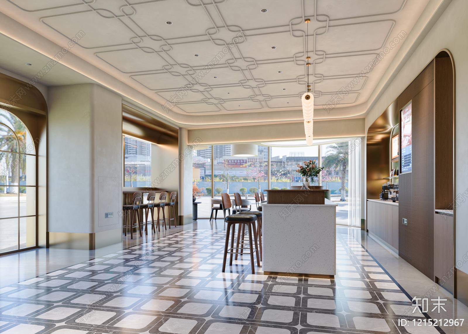 奶油风酒店大堂3D模型下载【ID:1215212967】
