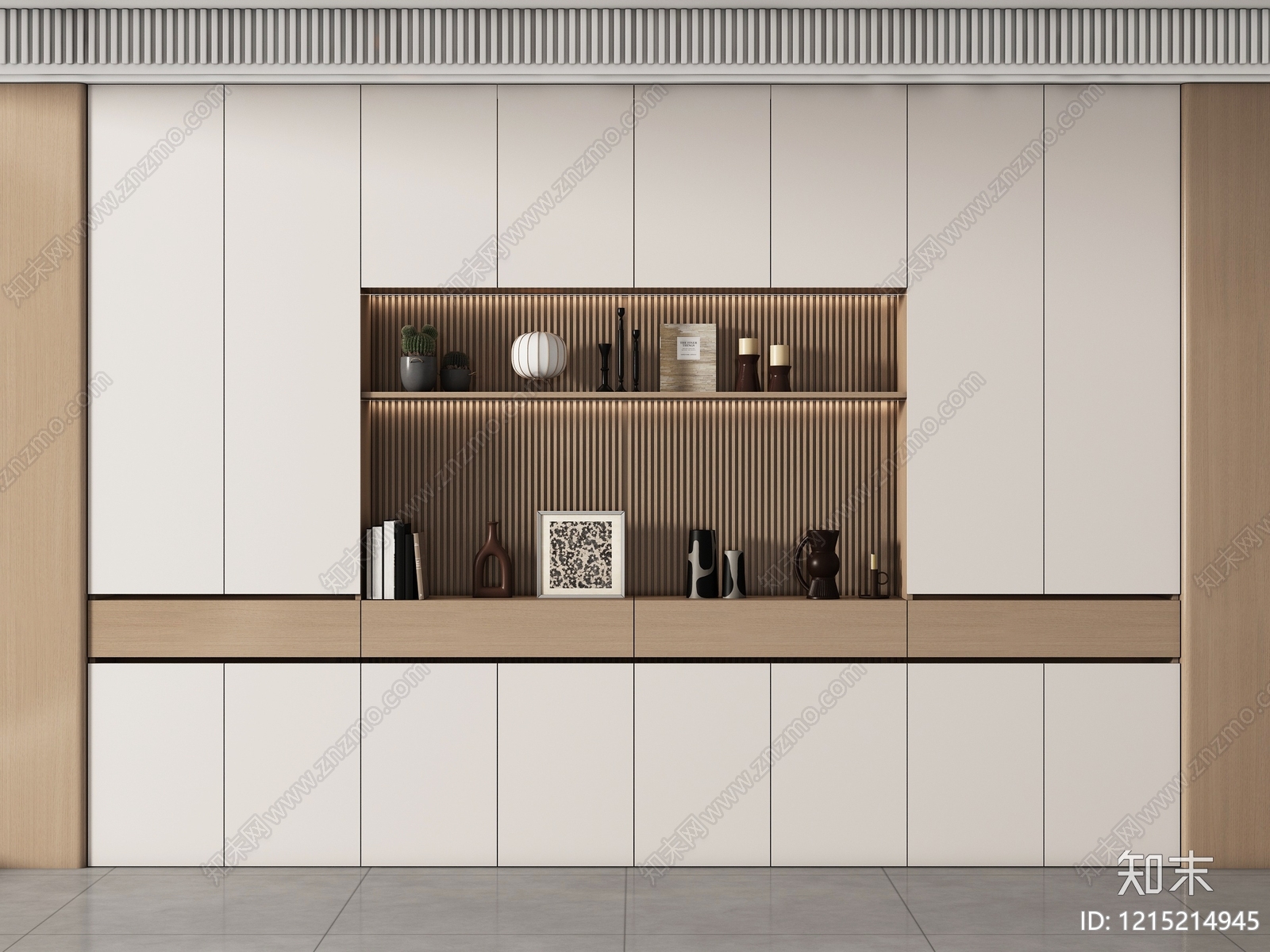 现代简约书柜3D模型下载【ID:1215214945】