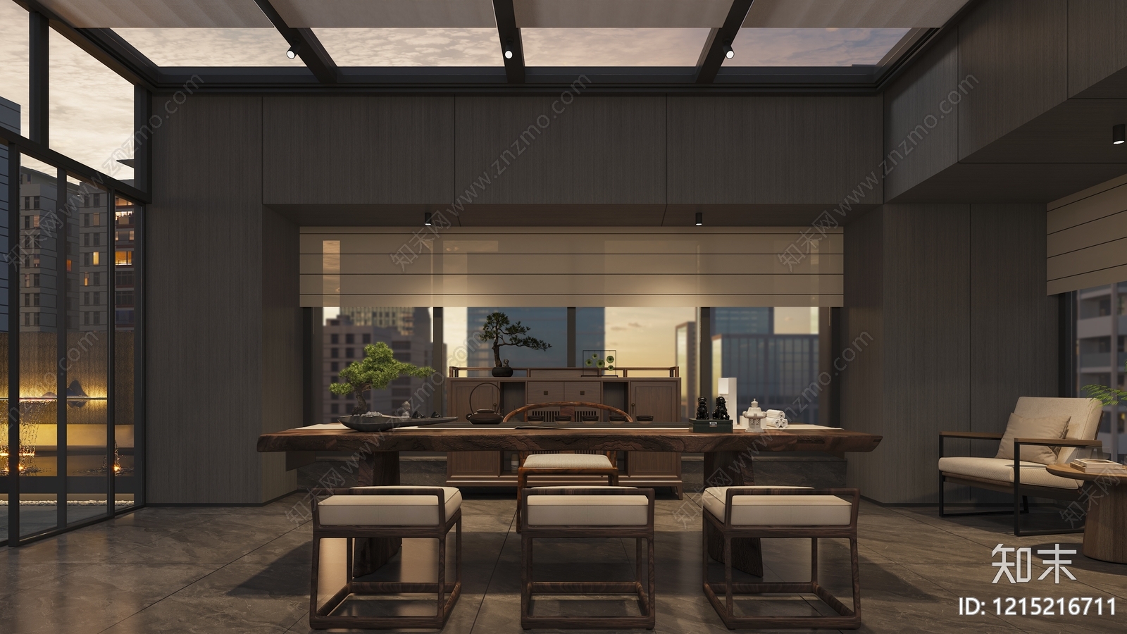 新中式茶室3D模型下载【ID:1215216711】