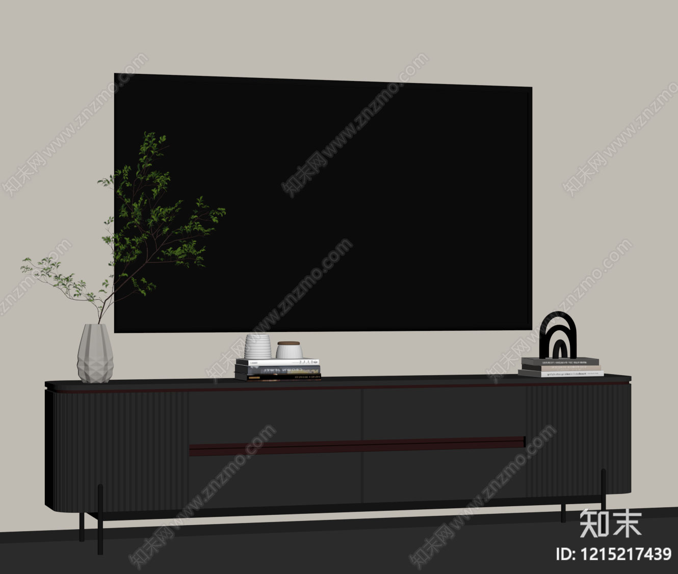 现代简约电视柜SU模型下载【ID:1215217439】