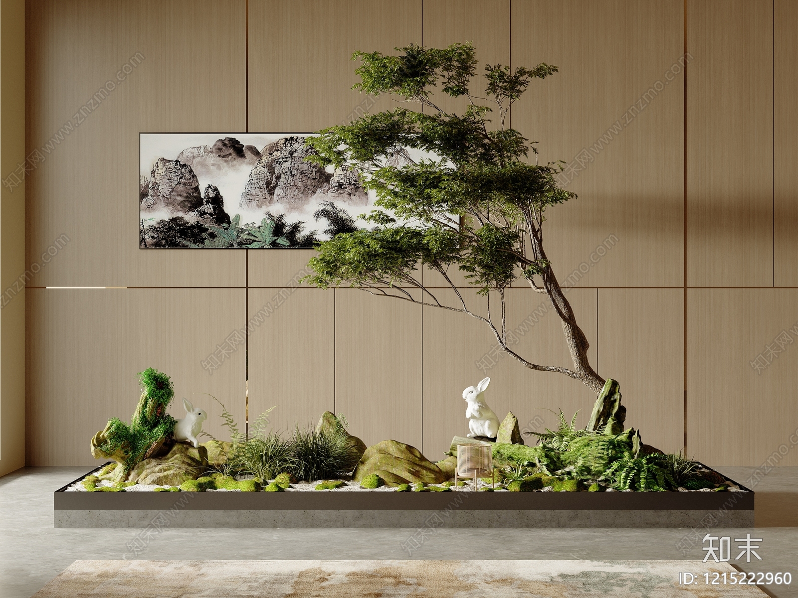 现代植物堆3D模型下载【ID:1215222960】