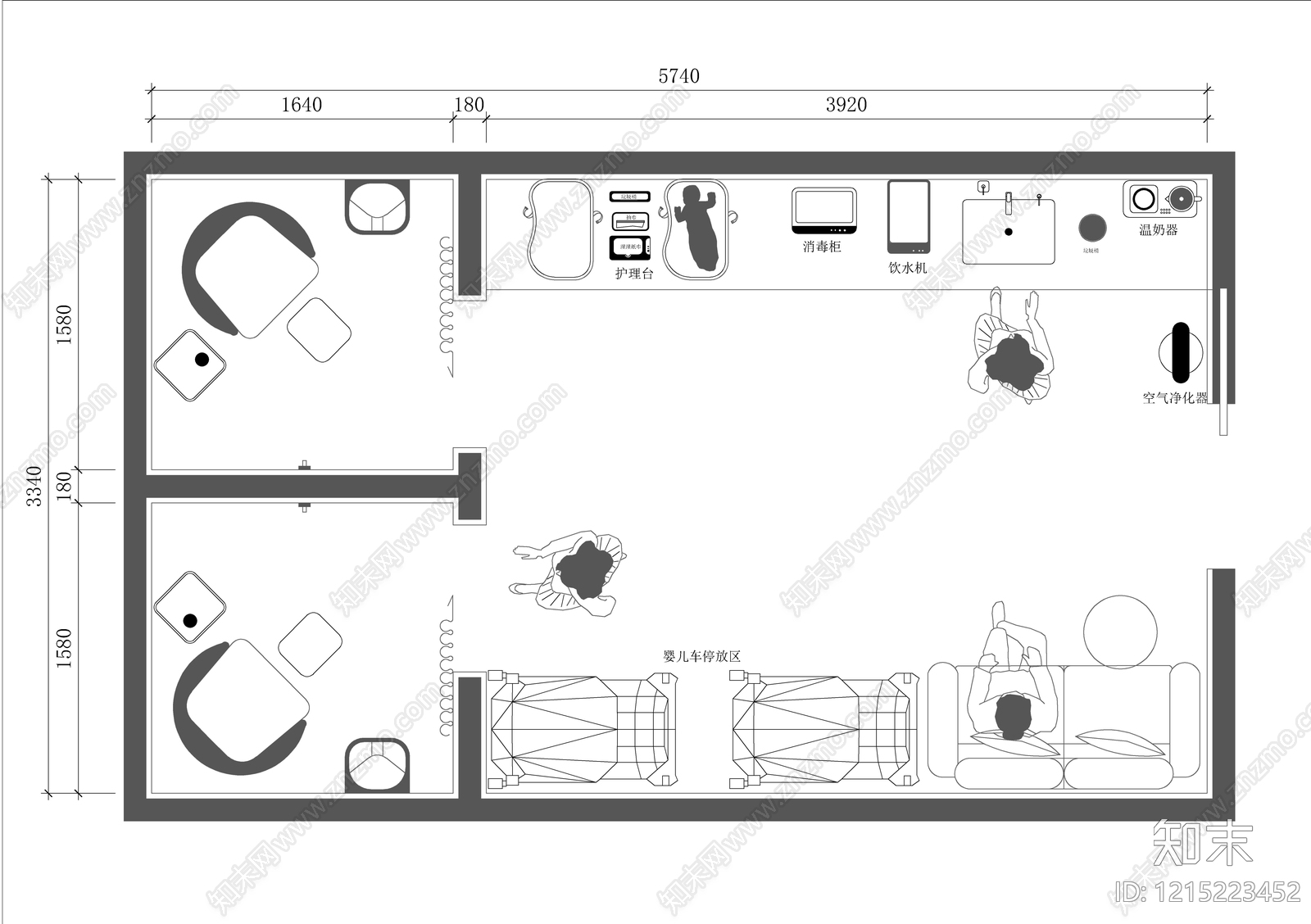 现代母婴室施工图下载【ID:1215223452】