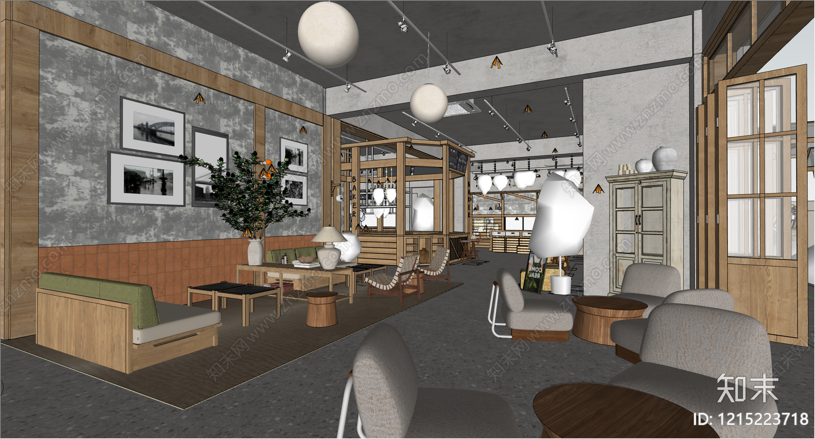 原木风西餐厅SU模型下载【ID:1215223718】