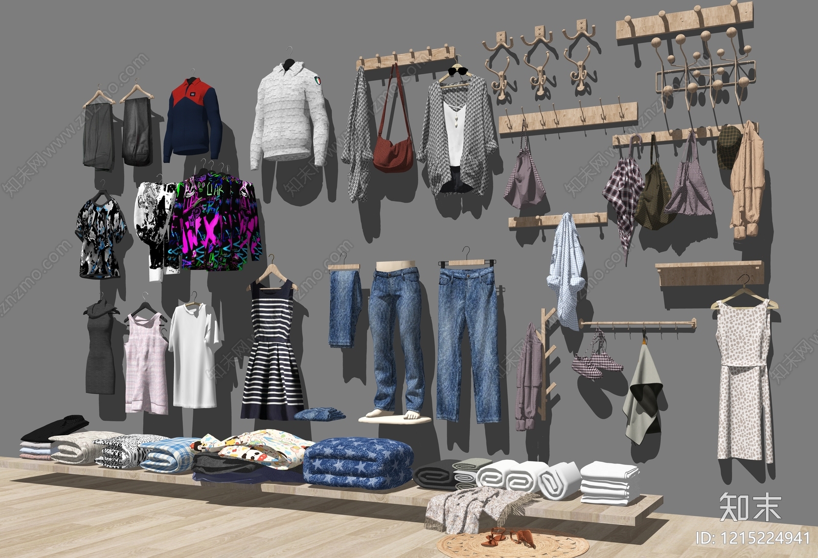 现代简约衣服SU模型下载【ID:1215224941】