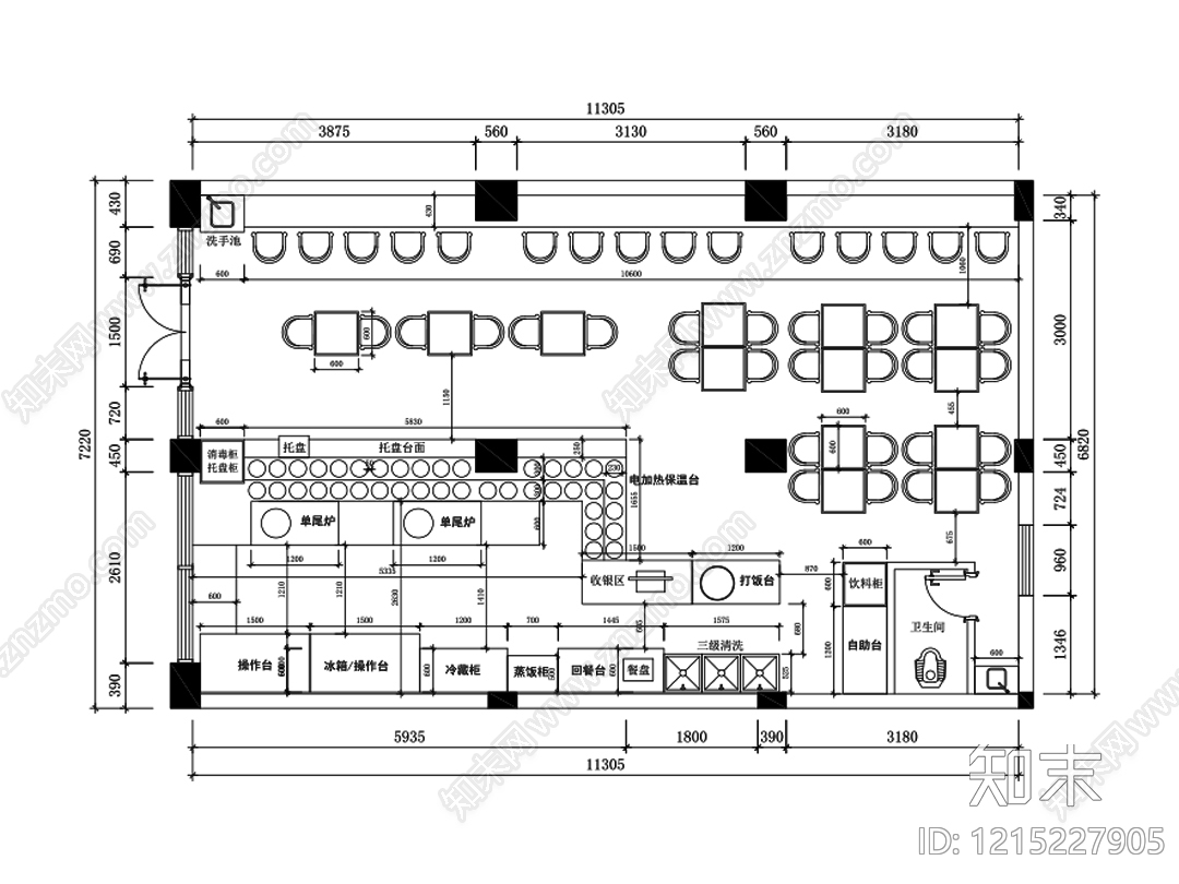 现代快餐店施工图下载【ID:1215227905】