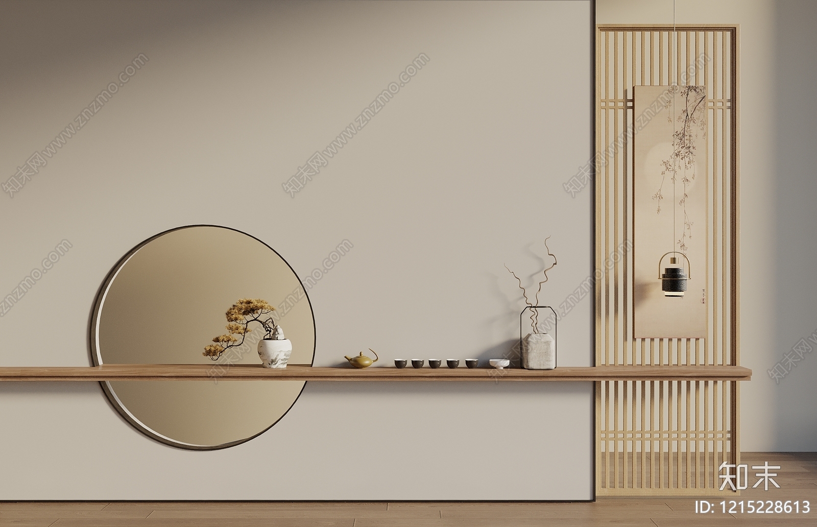 新中式玄关3D模型下载【ID:1215228613】