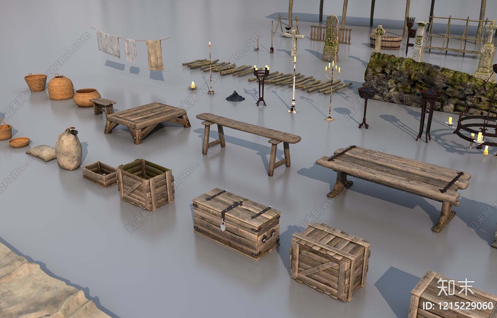 中世纪复古风遮阳棚3D模型下载【ID:1215229060】