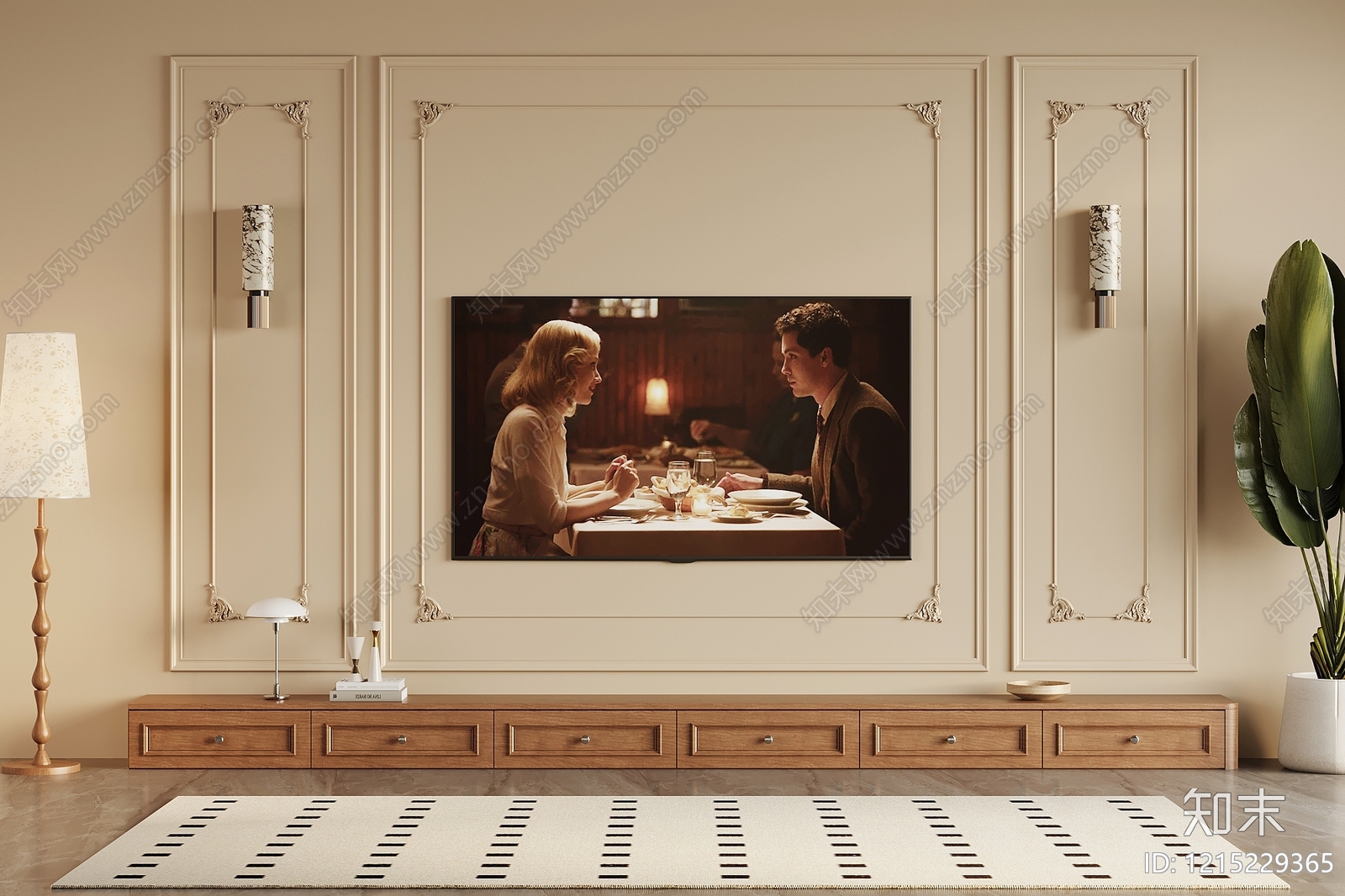 中古风电视背景墙SU模型下载【ID:1215229365】