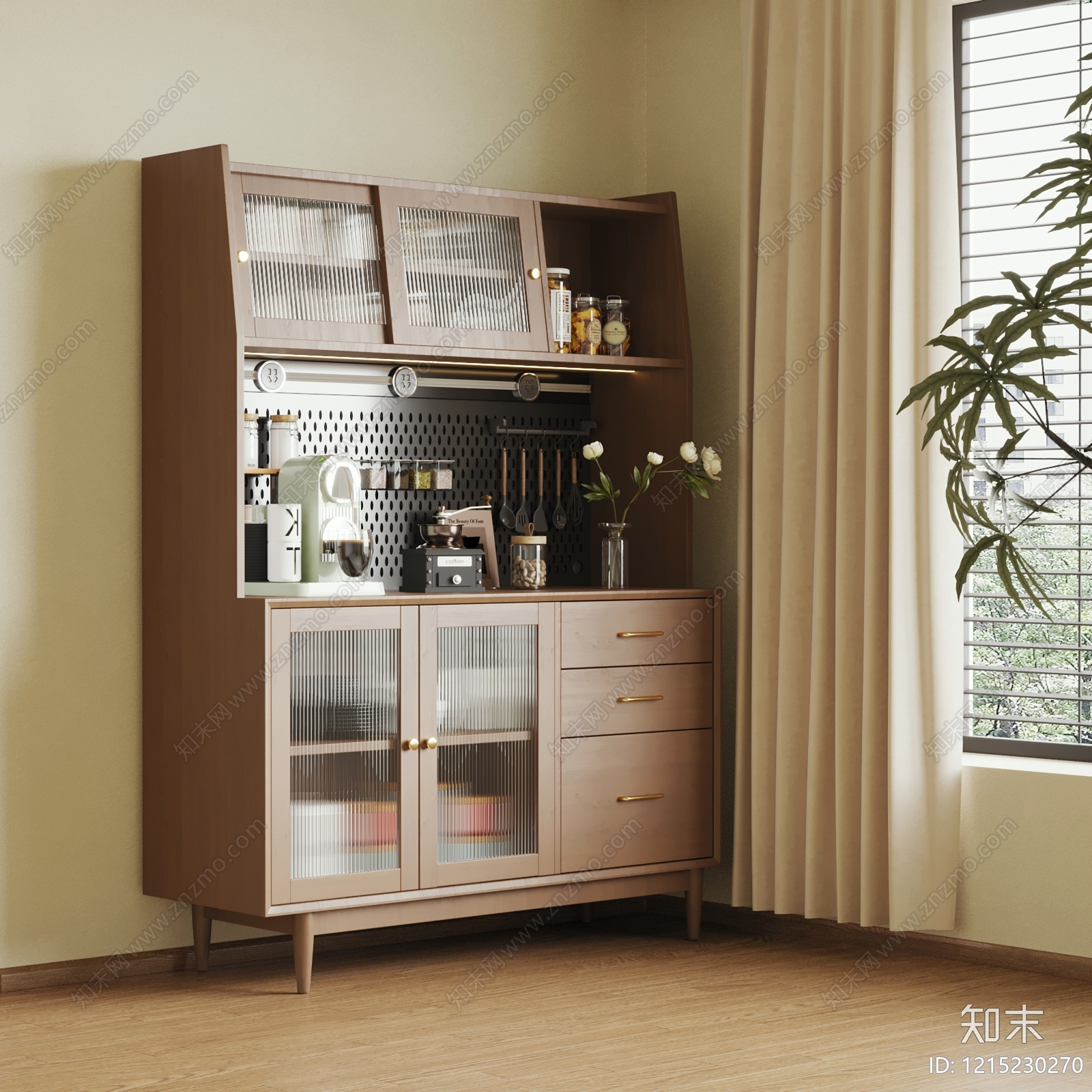中古风餐边柜SU模型下载【ID:1215230270】