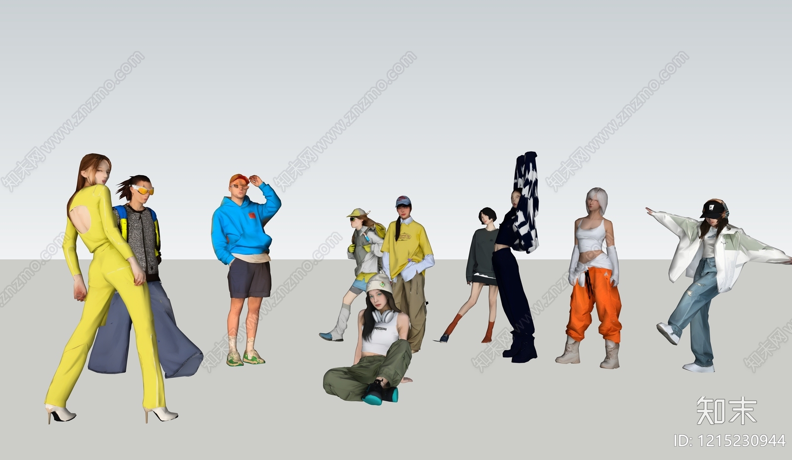 街头潮流虚拟人物SU模型下载【ID:1215230944】