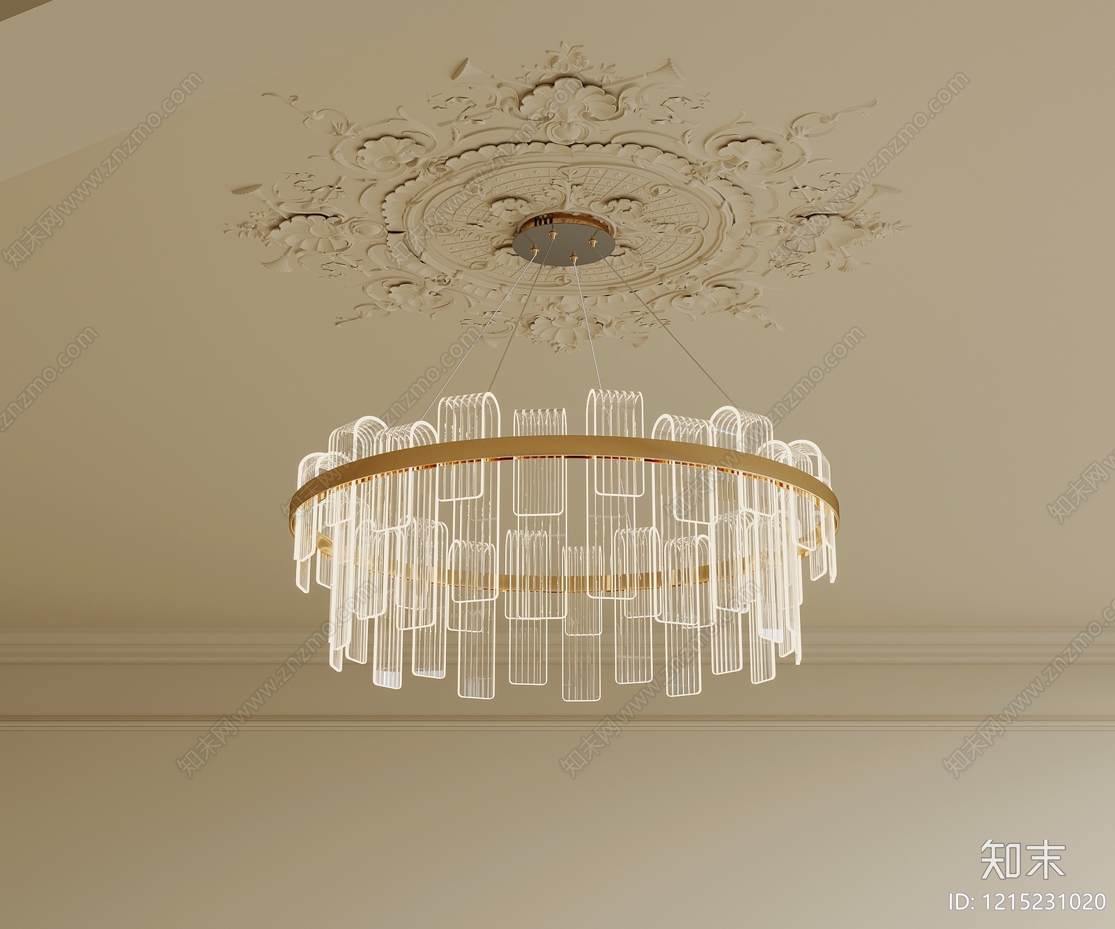 奶油风客厅吊灯3D模型下载【ID:1215231020】