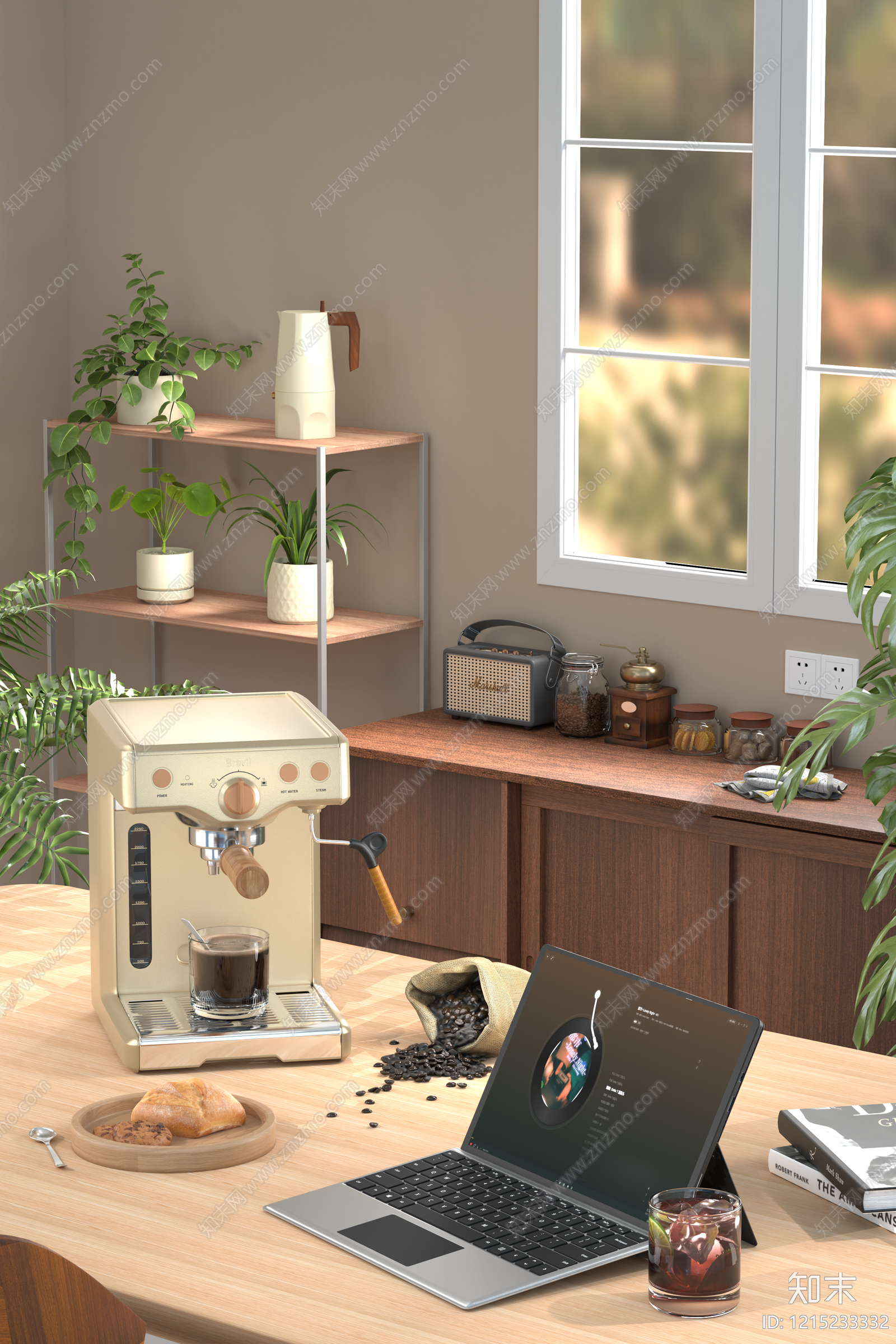奶油风咖啡机3D模型下载【ID:1215233332】