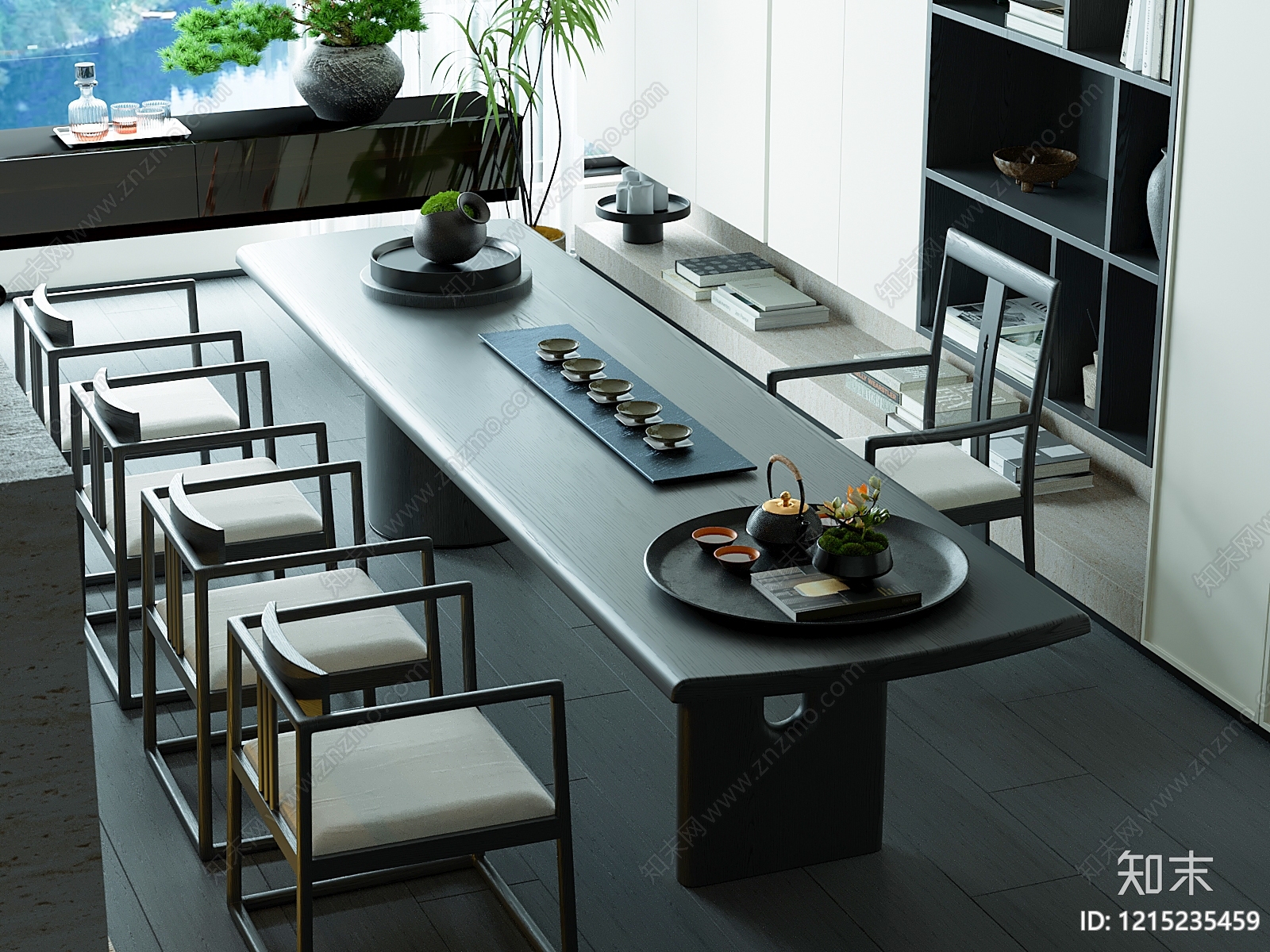 新中式茶桌椅3D模型下载【ID:1215235459】
