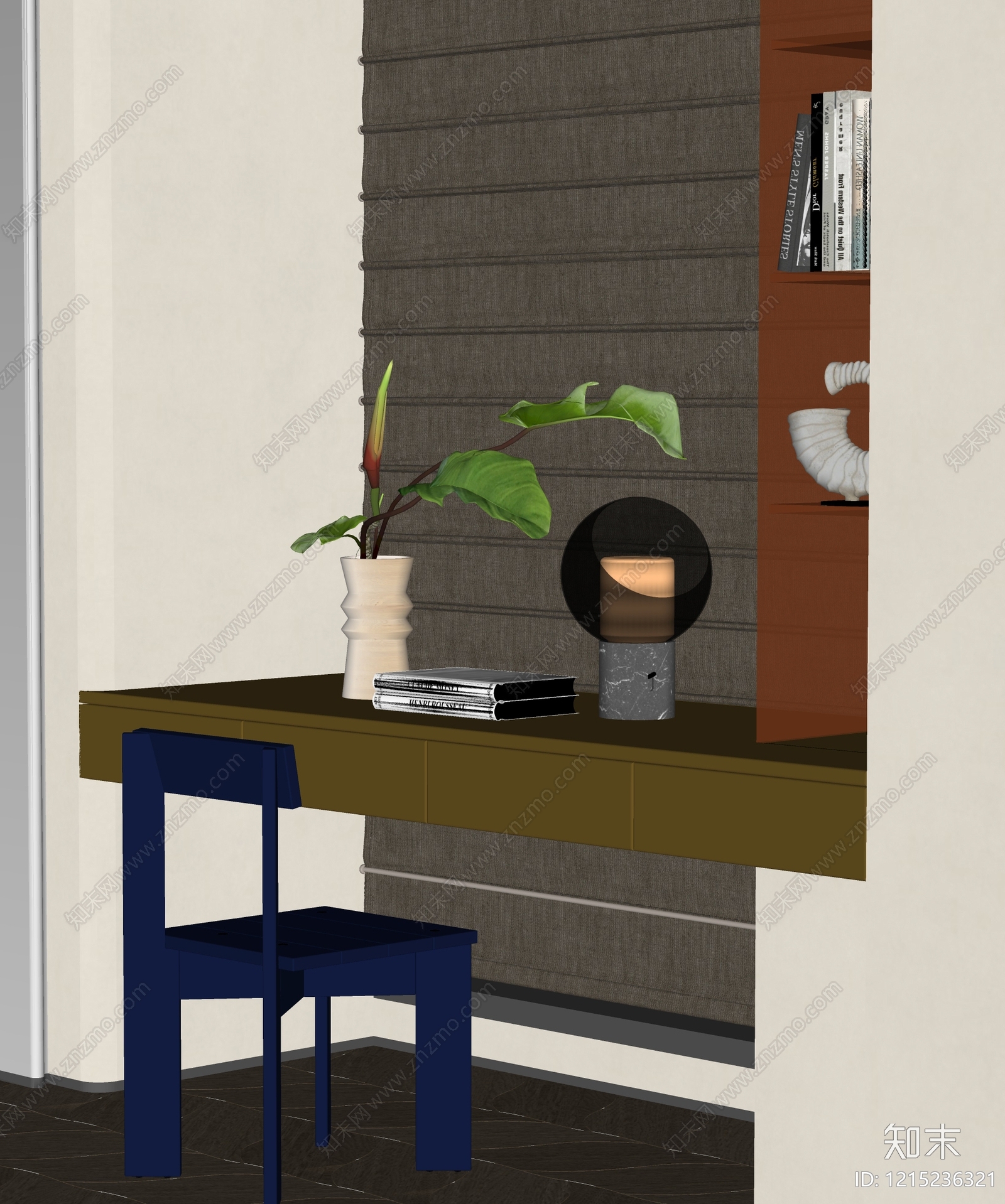 现代简约书桌椅SU模型下载【ID:1215236321】