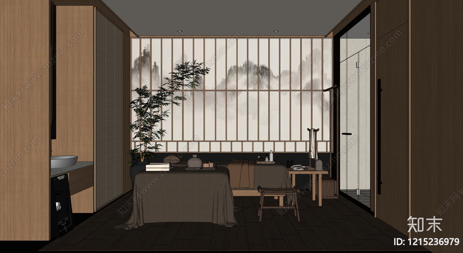 新中式美容院SU模型下载【ID:1215236979】
