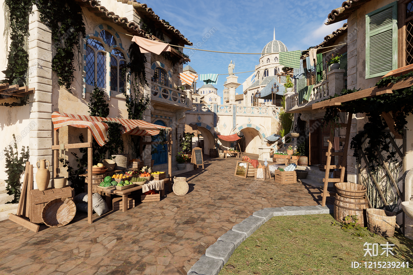 地中海风格商业街3D模型下载【ID:1215239241】