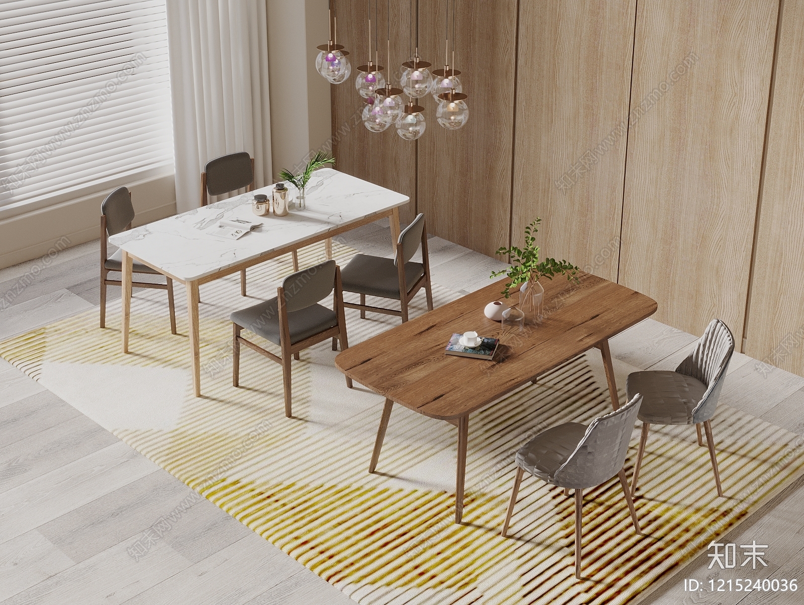 现代简约餐桌椅3D模型下载【ID:1215240036】