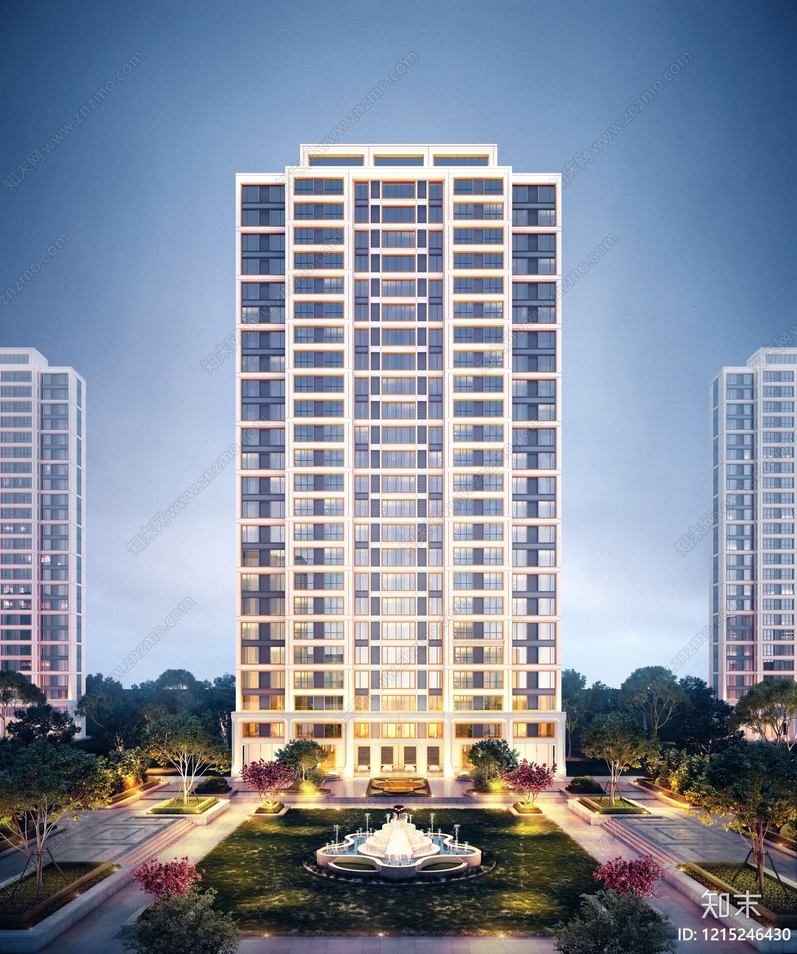 现代简约小高层住宅楼SU模型下载【ID:1215246430】
