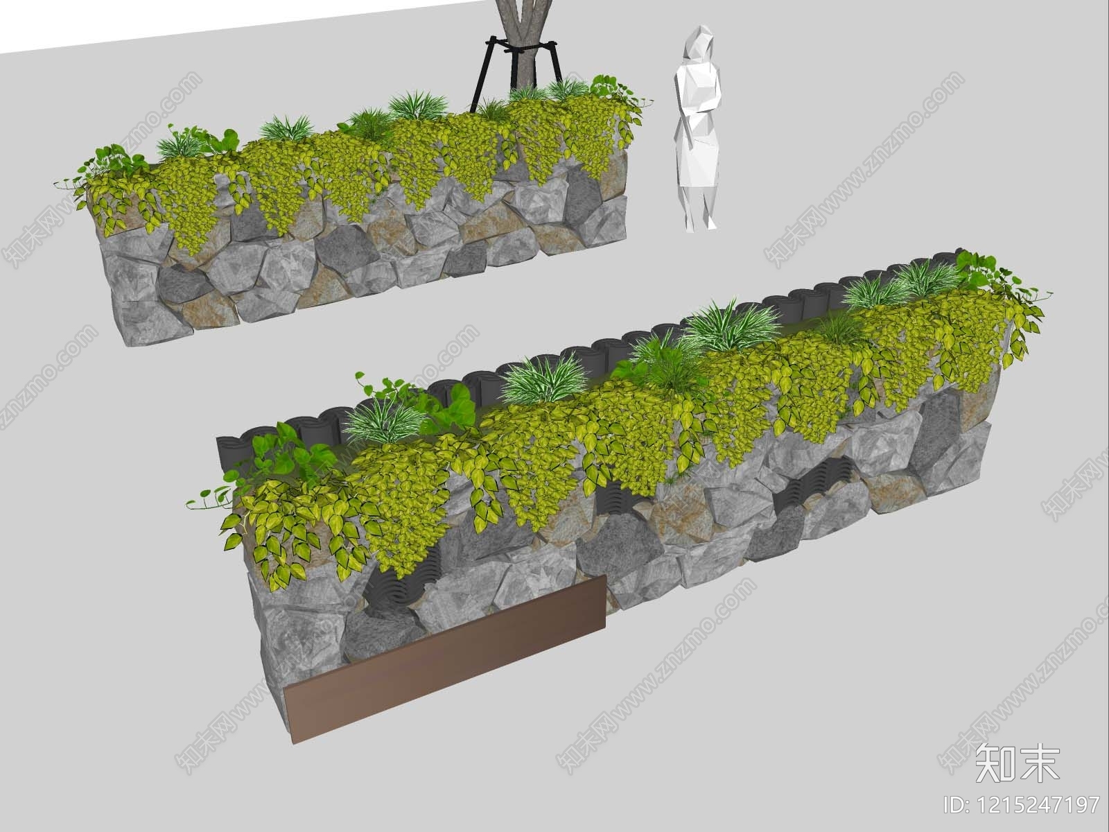 新中式景观景墙SU模型下载【ID:1215247197】