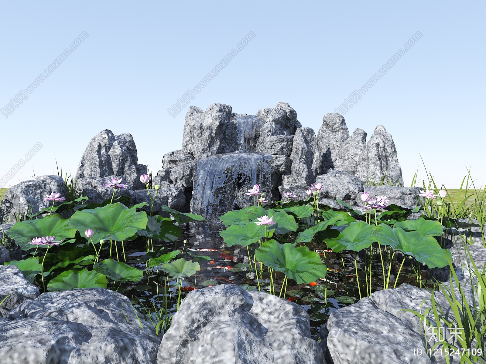 新中式景观假山SU模型下载【ID:1215247109】