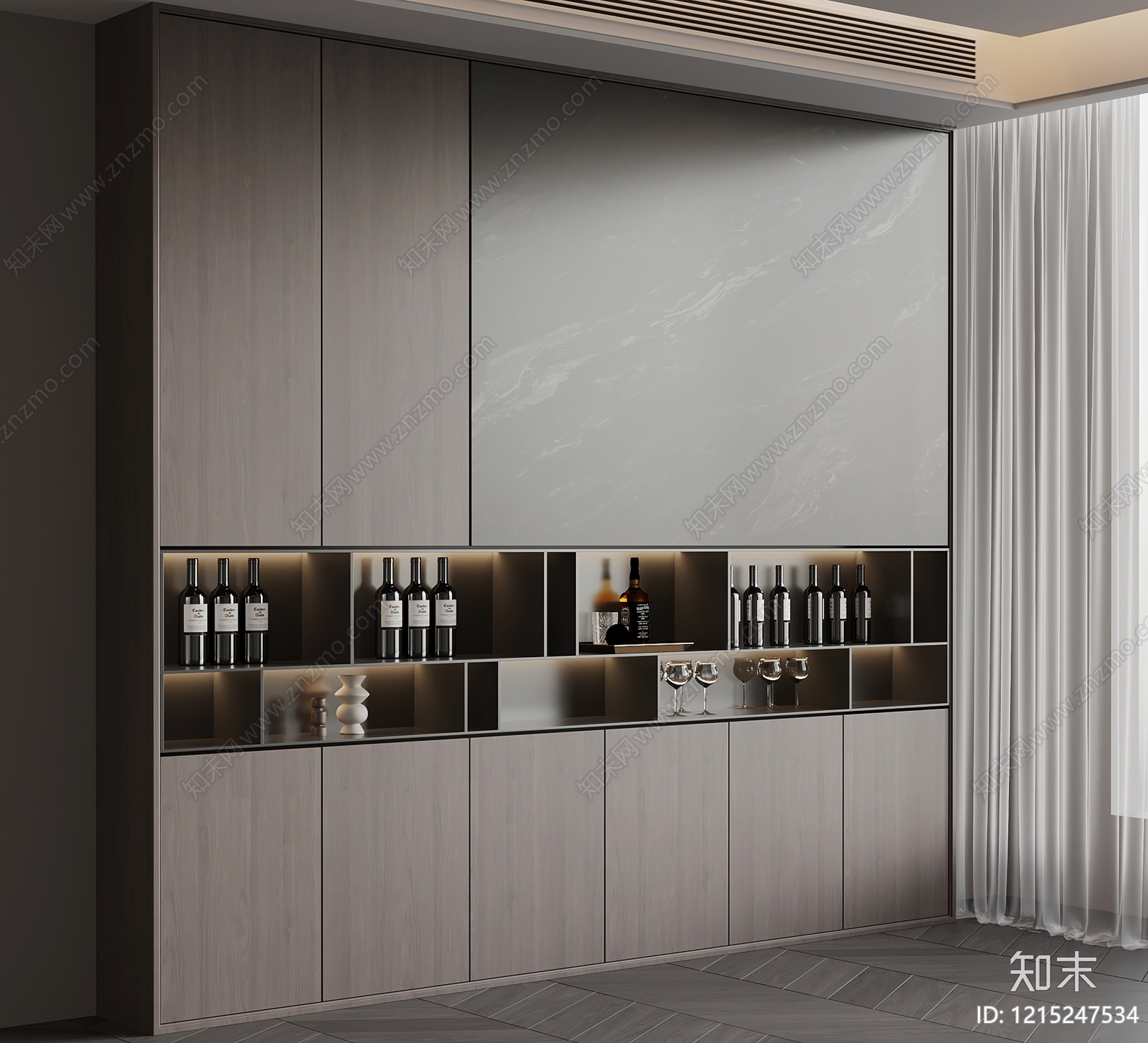 现代简约酒柜3D模型下载【ID:1215247534】