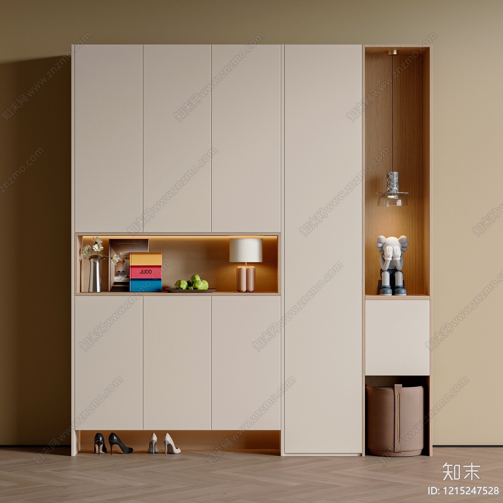 奶油风鞋柜3D模型下载【ID:1215247528】