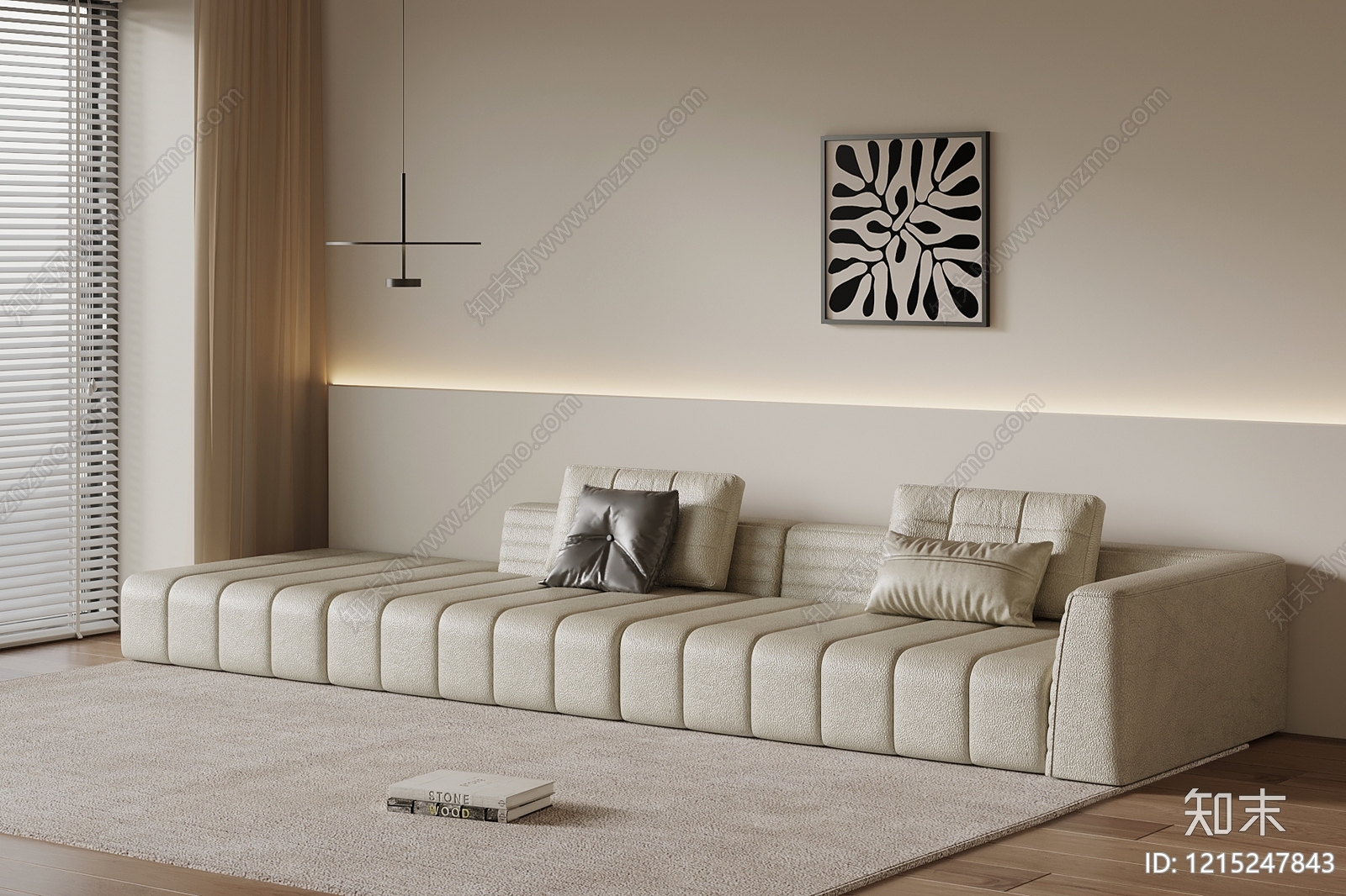 奶油风多人沙发3D模型下载【ID:1215247843】