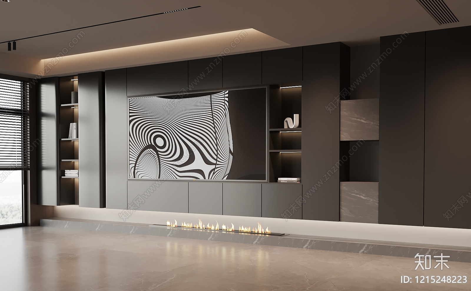 极简电视背景墙3D模型下载【ID:1215248223】