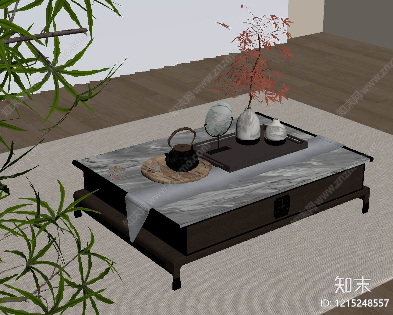 新中式茶几SU模型下载【ID:1215248557】