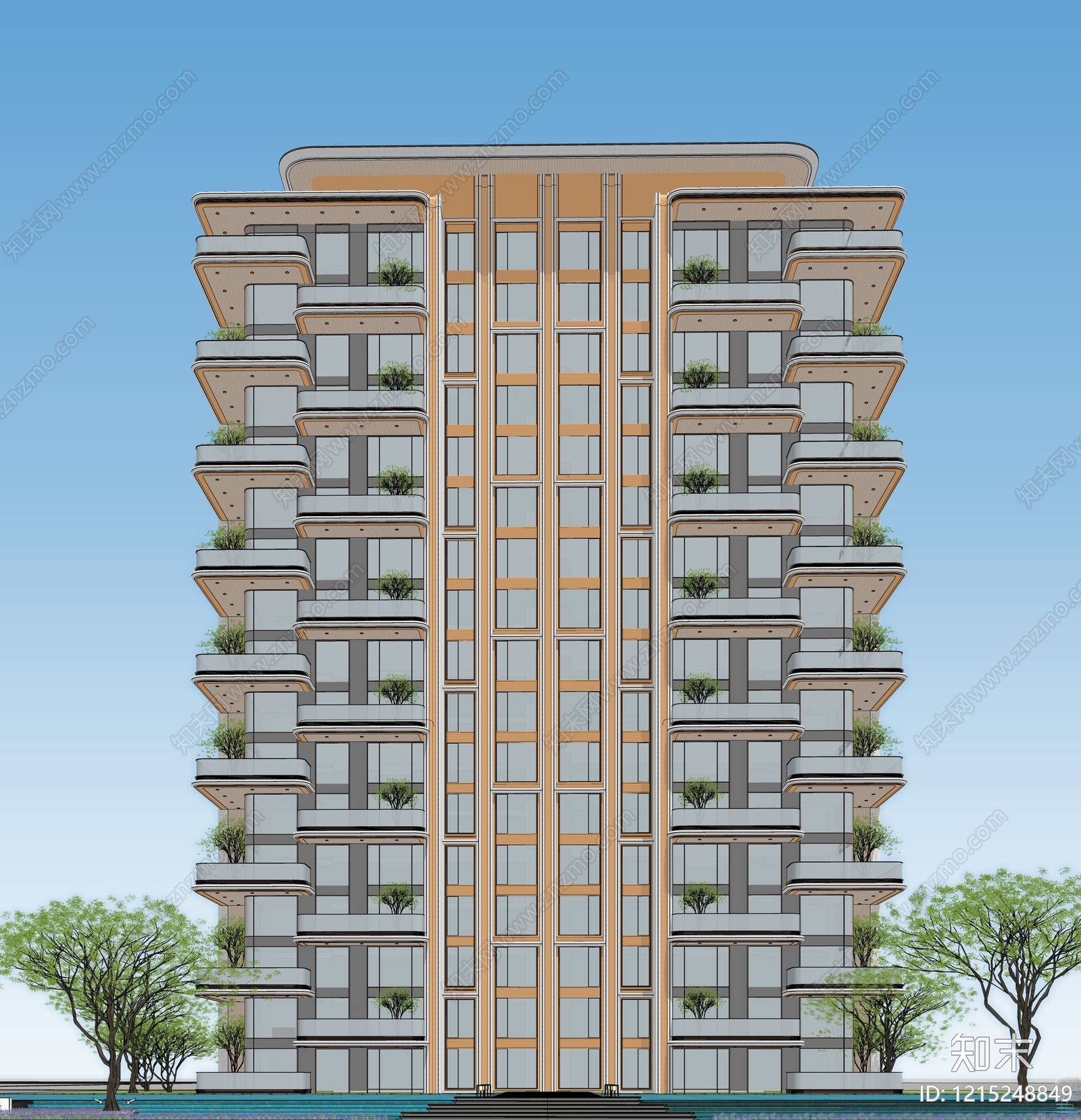 现代小高层住宅楼SU模型下载【ID:1215248849】