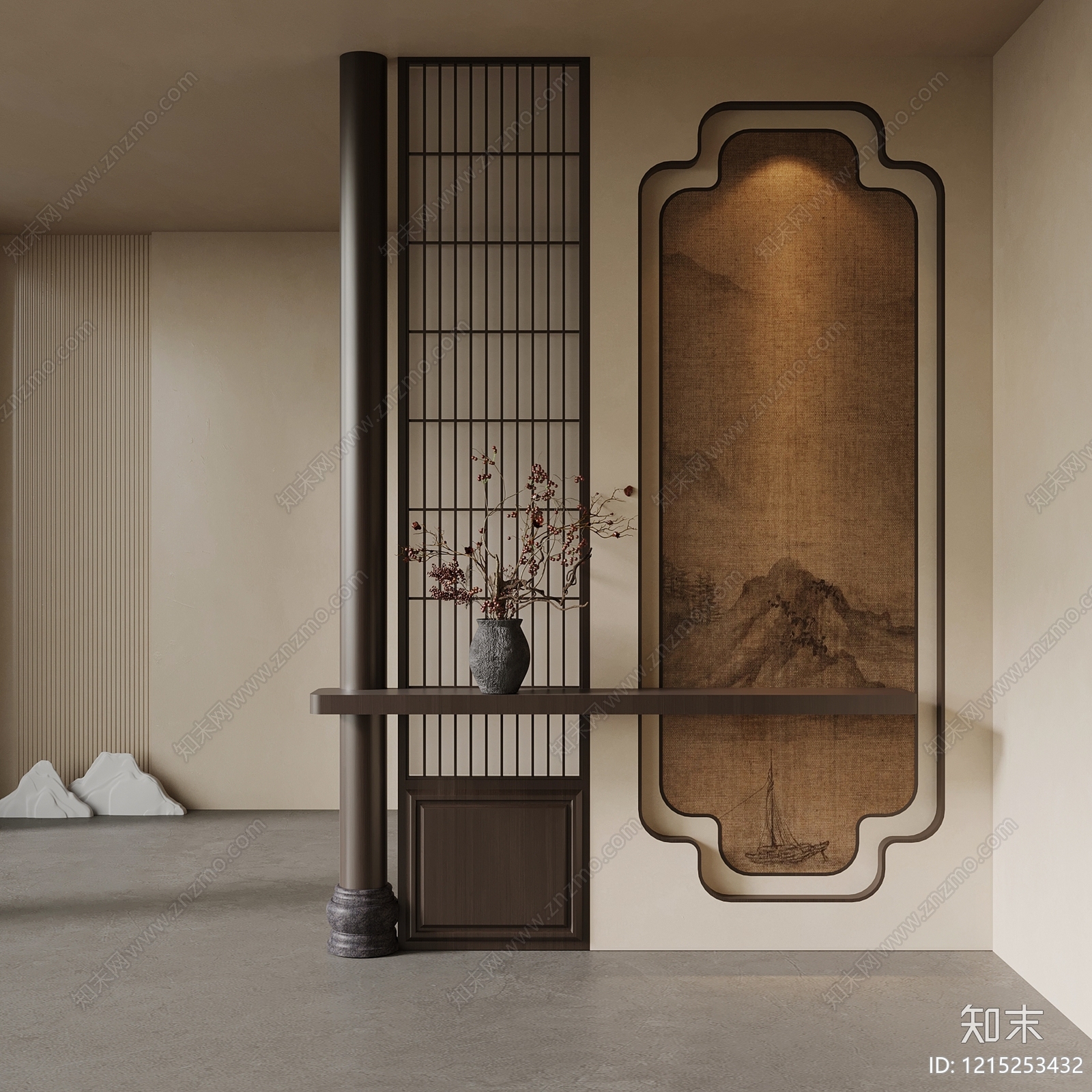 新中式玄关3D模型下载【ID:1215253432】