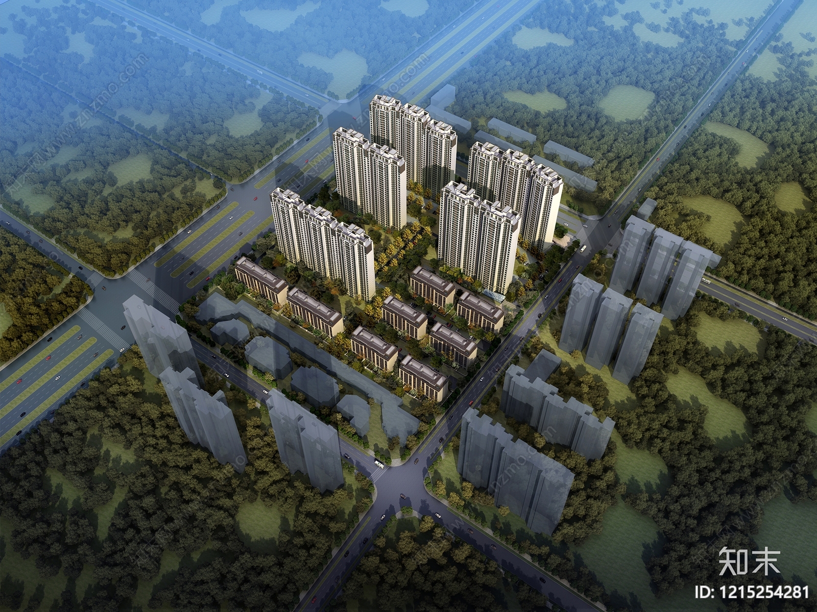 新古典主义小高层住宅楼3D模型下载【ID:1215254281】