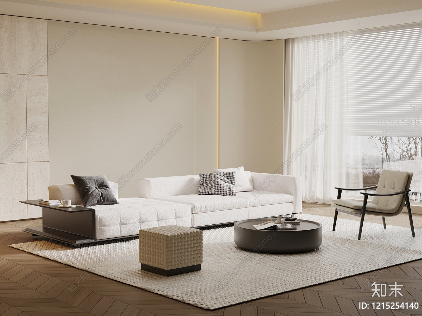 现代家居客厅SU模型下载【ID:1215254140】