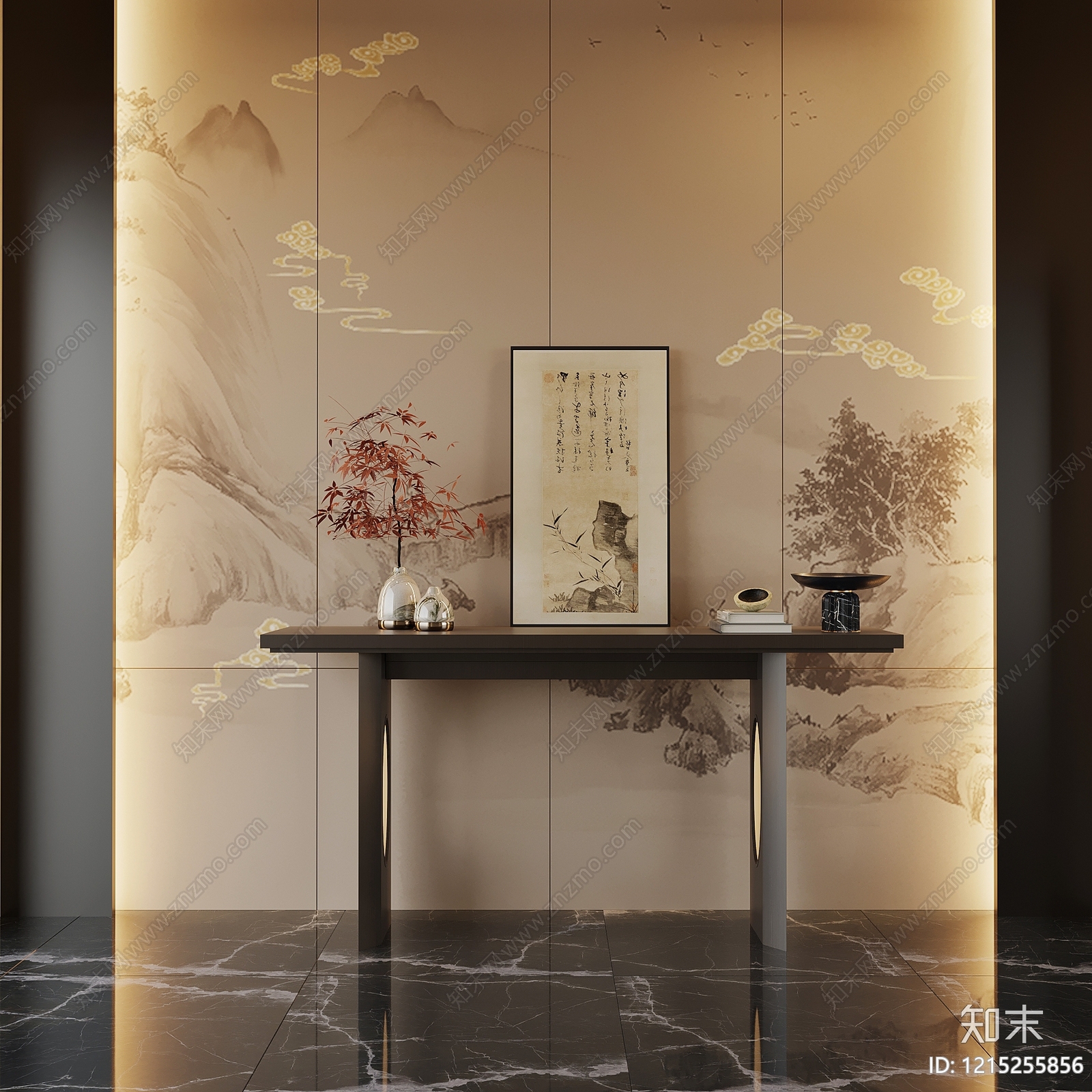 新中式玄关3D模型下载【ID:1215255856】