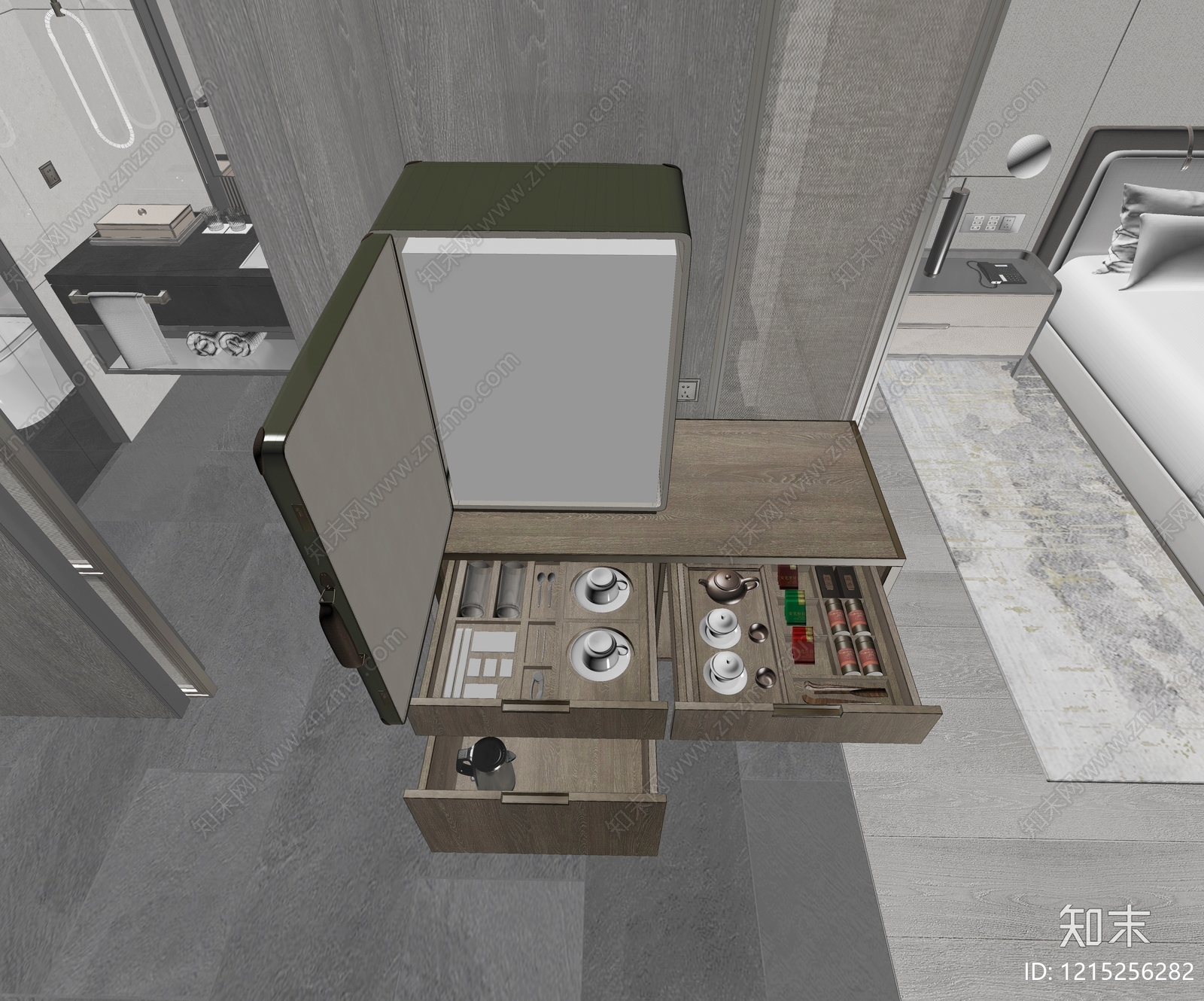 新中式其他柜子3D模型下载【ID:1215256282】