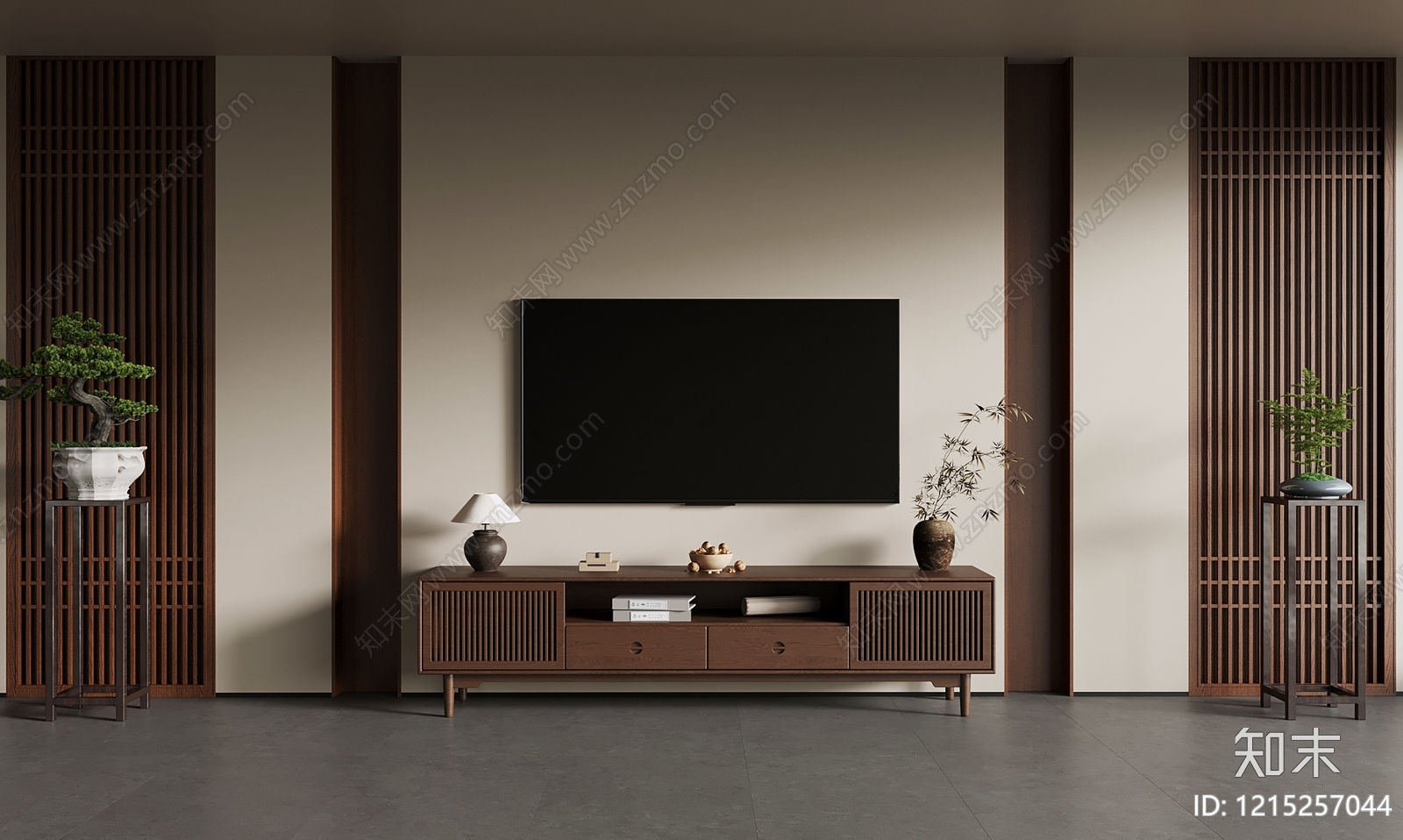 新中式电视柜3D模型下载【ID:1215257044】